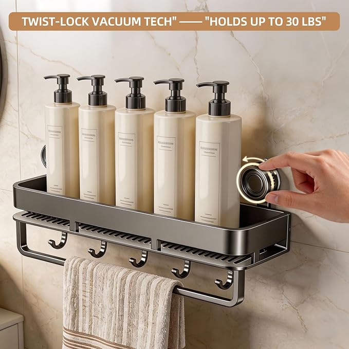 Suction Cup Shower Caddy, No Drilling, Rectangular - Image 4