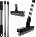 2 Pack Grout Brush with Long Handle, Swivel Cleaning Grout Line Scrubber by ITTAHO