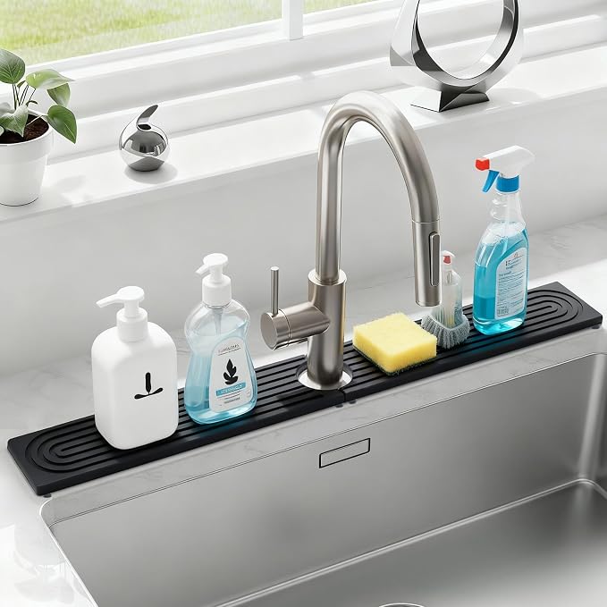 24 Inch Kitchen Sink Splash Guard, Sink Splash Guard Behind Faucet, Silicone by NSVNSV