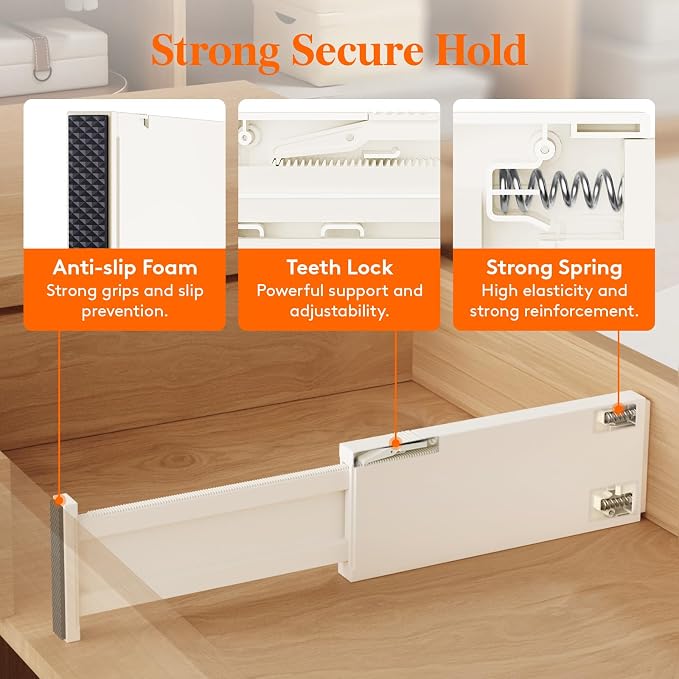 Lifewit 4" High Upgrade Drawer Divider, Adjustable Drawer Organizer Clothes | 5 - Image 3