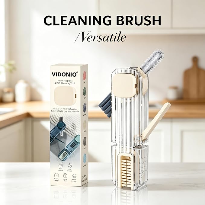 VIDONIO 4 in 1 Cup Lid Gap Cleaning Brush, Mutipurpose Tiny Silicone Cup Holder - Image 9