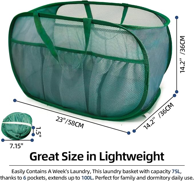 Collapsible Laundry Baskets, Upgrade Pop Up Laundry Hamper - Image 4