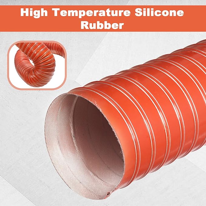 NOWBALL 5in Automotive Air Duct Hose, Length 1 Meter-3.3ft, 5" Silicone Flexible Cooling Ducting, 127mm High Heat Brake Exhaust Hose for Car, Garage, Dryer Air System