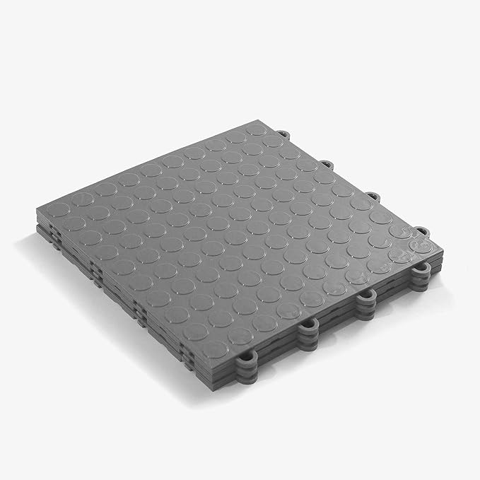 IncStores FlooringInc's Nitro 12"x12" Snap-Together Garage Flooring Tiles, Non-Slip Interlocking Plastic Floor Mat, Garage Organization & Storage, Coin Pattern, Graphite, 52 Tiles, 52 Sq/Ft