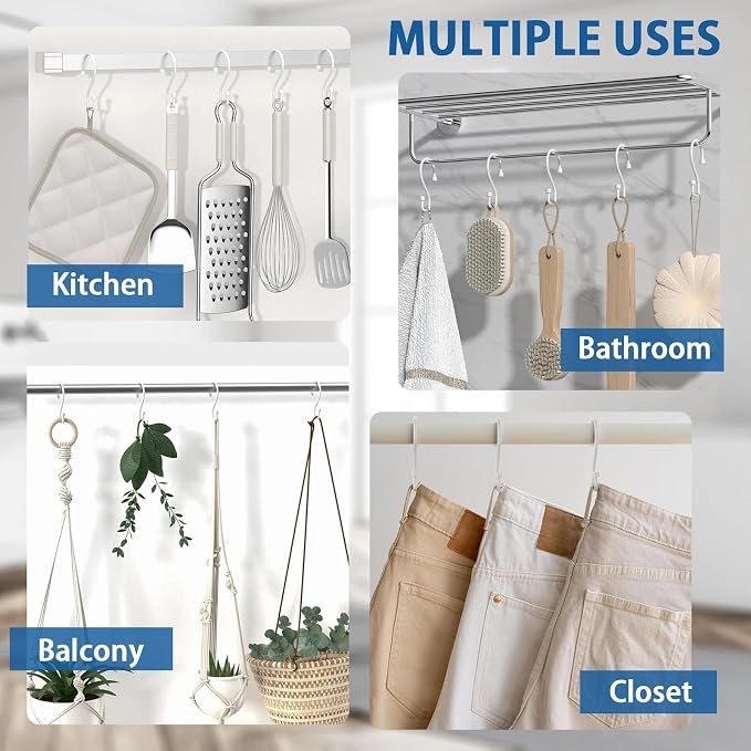 Goowin Shower Curtain Hooks, Rustproof Shower Curtain Hangers, Kitchen Utensils - Image 8