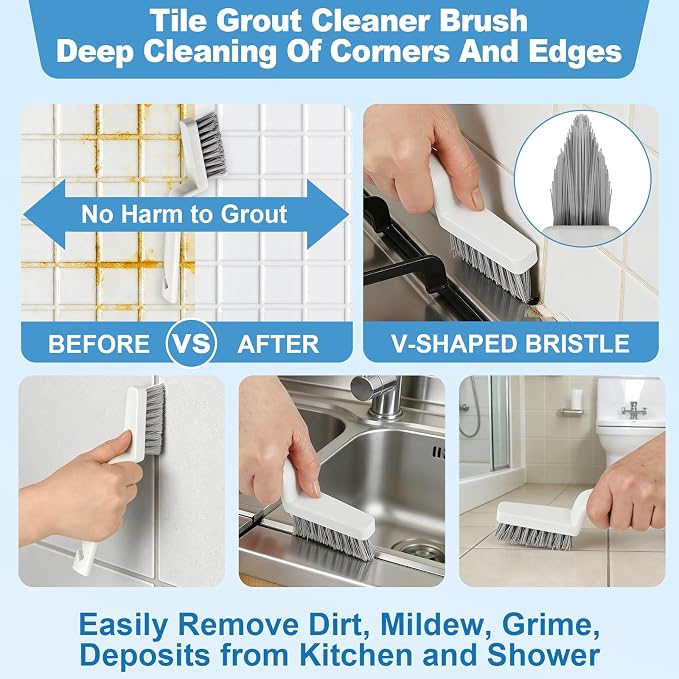 11Pcs V-Shaped Grout Cleaning Brush Set, - Image 2