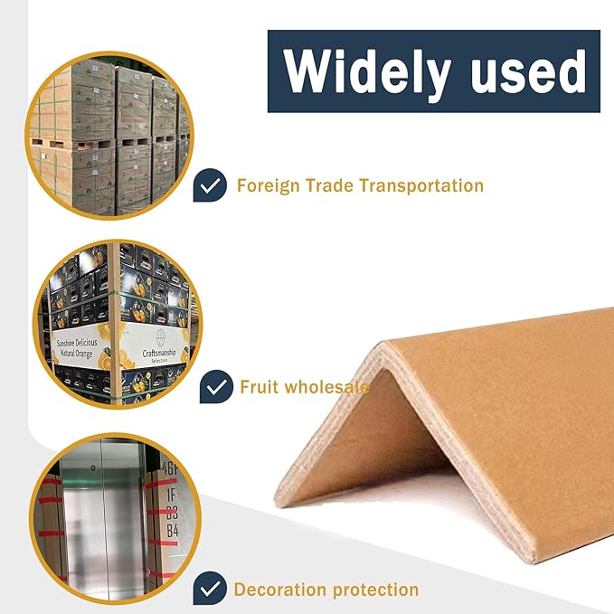 Cardboard Edge Protectors for Shipping - 2"W x 2"D x 48"L,Edge Protector, Pallet Corner Protectors, V-shape cardboard,Box Corner Protector,Packaging Edge Protectors,Brown, .16Ga - 60/Pack