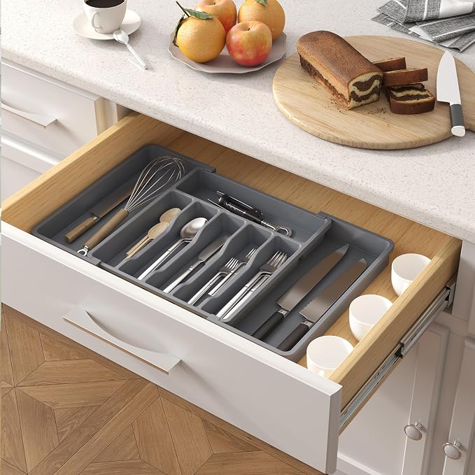 Lifewit Extra Large Silverware Drawer Organizer, Expandable Utensil Tray | BPA - Image 9