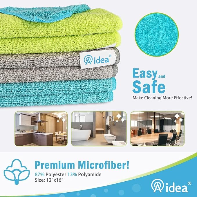 AIDEA Microfiber Cleaning Cloth-8PK, Microfiber Towels - Image 2