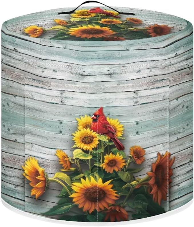 Xoenoiee Cardinal Bird Sunflower Print Kitchen Appliance Dust Cover with Pockets, Electric Pressure Cooker Cover for qt Compatible with Crock Pot, Rice Cooker Cover, for 8 Qt Pot