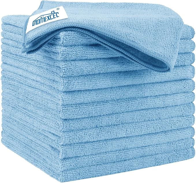 HOMEXCEL Blue Microfiber Cleaning Cloth 12 Pack, 12.5 x 12.5 inch Microfiber by HOMEXCEL