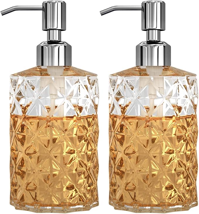 Soap Dispenser, 2 Pack, 12 Oz, 304 Rust Proof Stainless Steel Pump, by GLADPURE