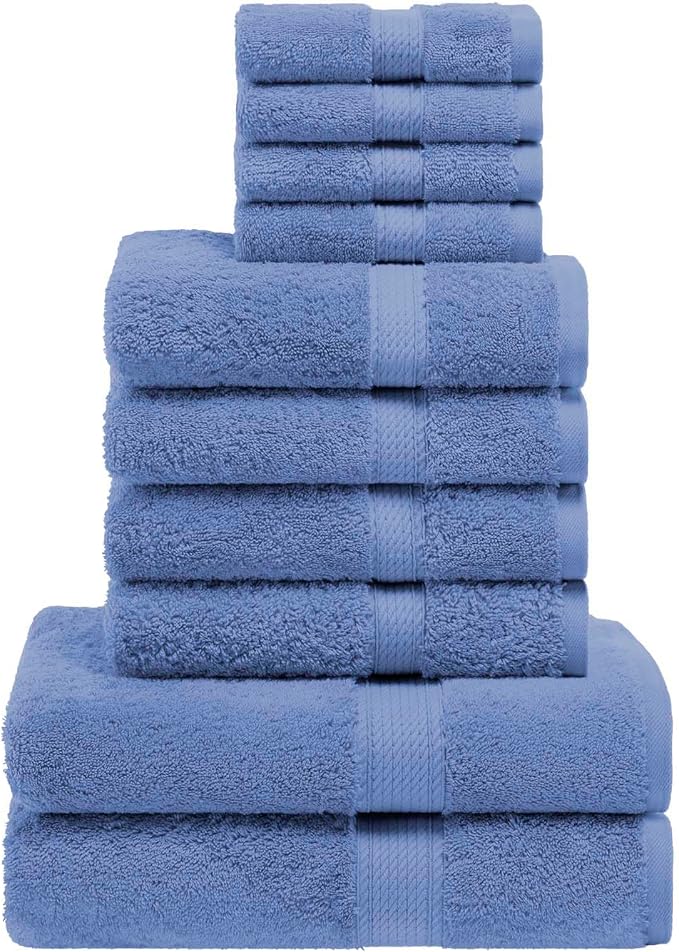 SUPERIOR Egyptian Cotton Ultra Plush & Absorbent, 10 Piece Set, Denim Blue | - Image 2