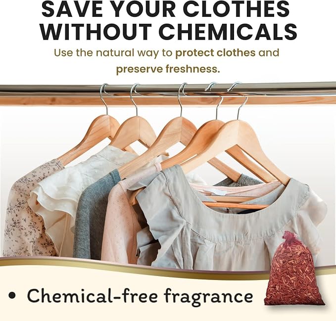 HOUNDSBAY Cedar Sachets for Drawers and Closets, 10 Pack Red Cedar Chips - Image 2