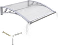 Awning for Door Entrance with Drainage Sink,32x48 Inch Awnings for Doors,Window Canopy Exterior with Plastic Steel Bracket,Polycarbonate Cover,UV,Rain,Snow Protection for House,Porch,Patio,Deck