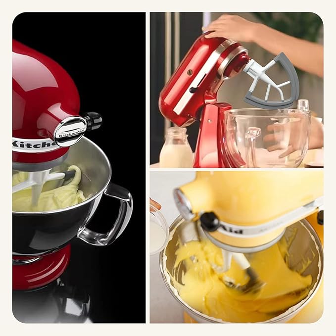 Flex Edge Beater For KitchenAid 4.5-5 Quart Tilt-Head Stand Mixers, Non-Stick Coated Blade Beater with Both-Sides Flexible Silicone Edges Bowl Scraper, Mixer Accessories Paddle Attachment