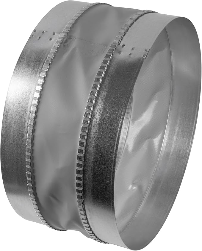 Vent Systems 12" Inch Flexible Vibration-Reducing Duct Connector – Round Galvanized Steel Vent Hose Adapter, Male-End Spiral Duct, Pipe Extender, HVAC Ventilation Fittings - Inline Duct Work Coupler