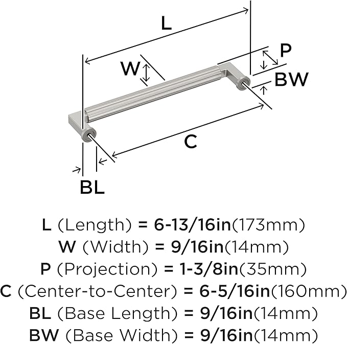 Amerock Ballard 6-5/16 inch (160mm) Center-to-Center Satin Nickel Cabinet Pull, BP37645G10