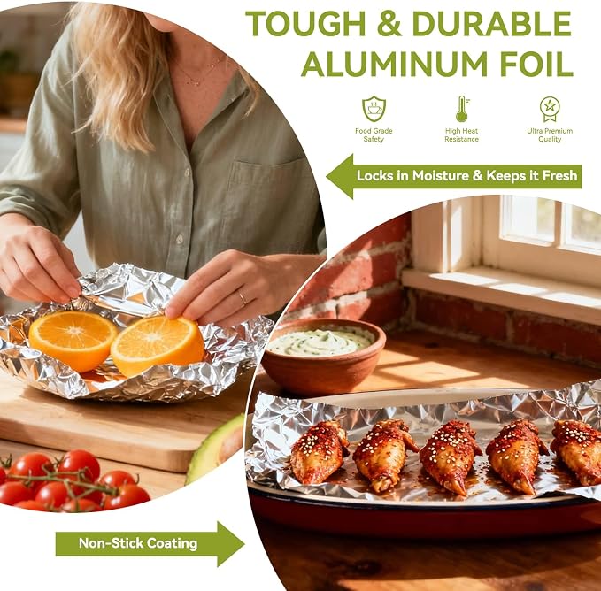 Aluminum Foil Roll, 12in x 350Sq Ft Aluminum Foil, Thick Strong Tin Foil - Image 5