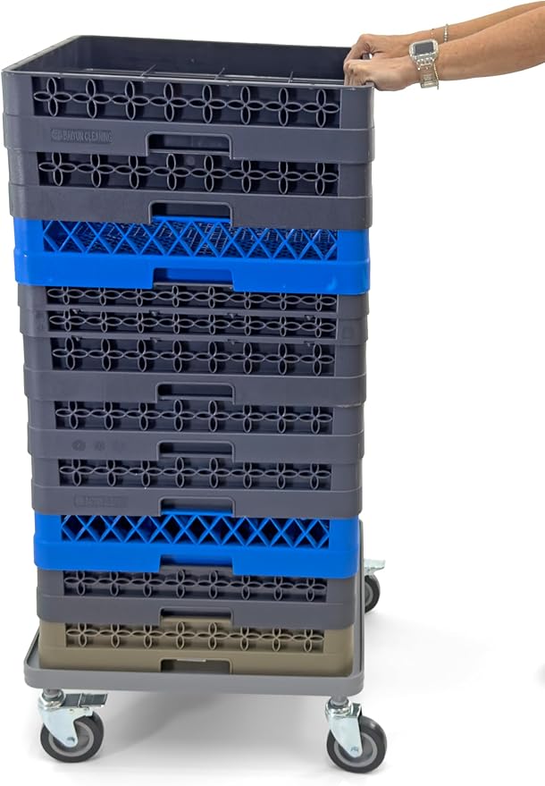 Glass Rack Dolly, Light Gray, 4-Inch Wheels with 2 Locks, 250 lbs Capacity, Mobile Dish Rack Transport Cart