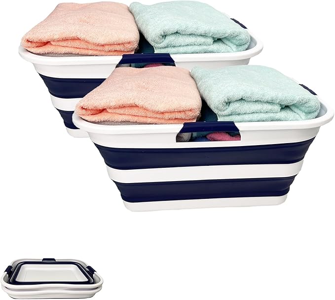 SAMMART 42 Collapsible Plastic Laundry Basket, Foldable Pop Up Storage by SAMMART