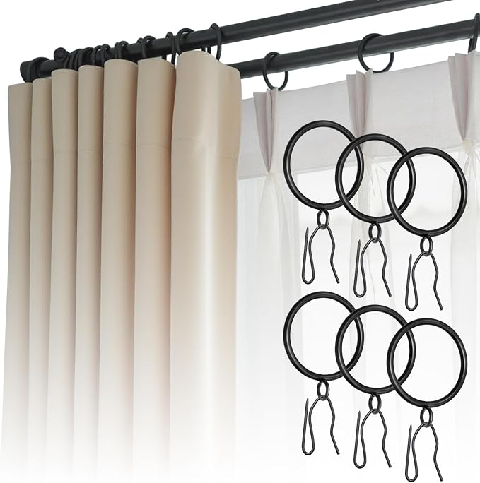 50 Pcs Curtain Rings and Hooks 1.52 Inch by Conamei