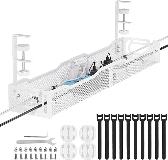 Cable Management, Cable Tray | No Drill Under Desk Cable Management Tray by Unknown