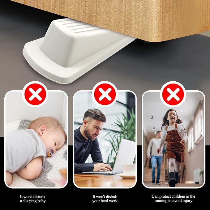 4 Pack Door Stoppers for Bottom of Door, Rubber Door Stopper Wedge, Sturdy - Image 5