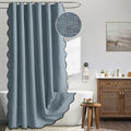 MIULEE 72"x84" Extra Long Scalloped Linen Shower Curtain Dusty Blue by MIULEE