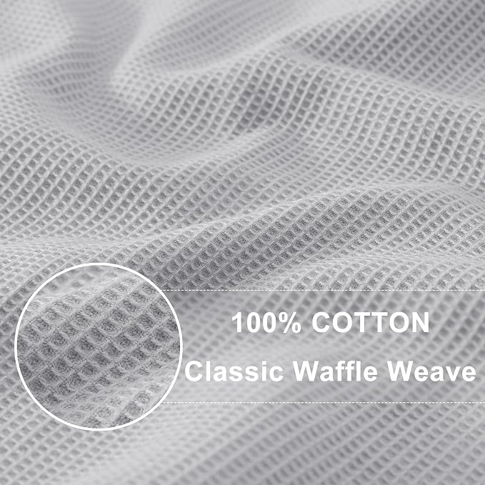 Homaxy 100% Cotton Waffle Weave Kitchen Towels, 12 Pack, Light Grey - Image 2