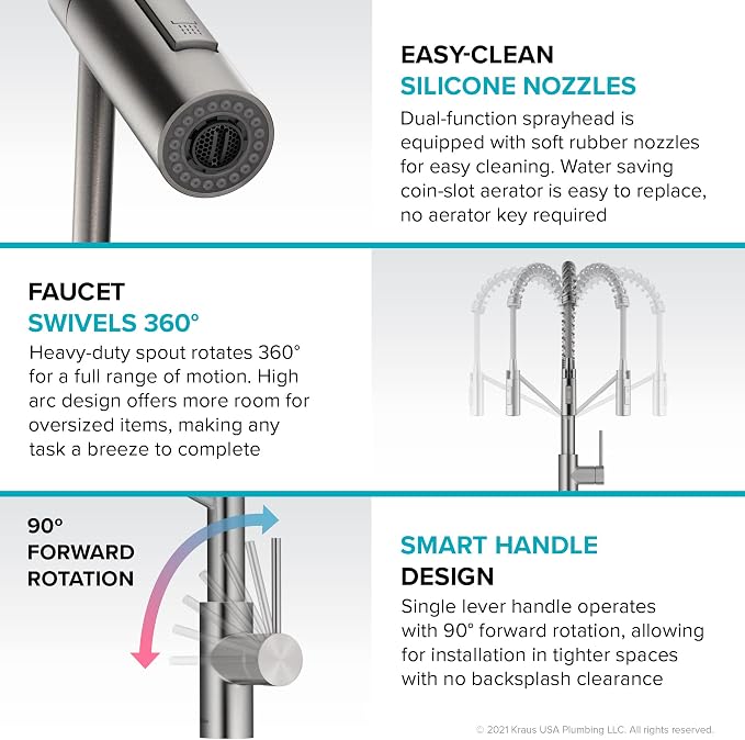 KRAUS Oletto Commercial Style Single Handle Pull Down Kitchen Faucet - Image 10