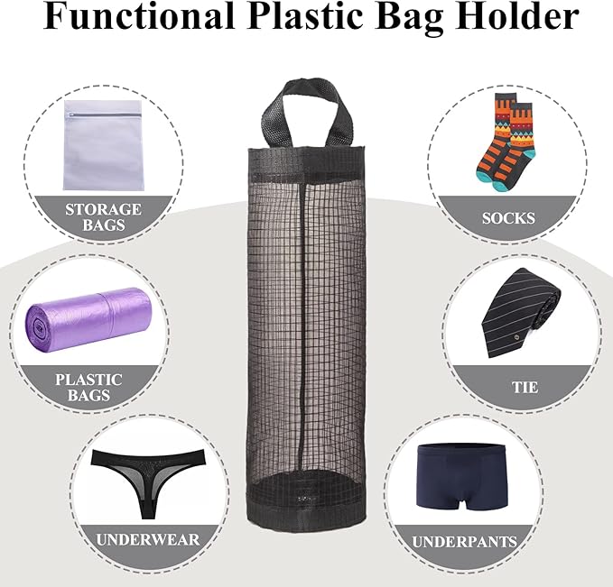 Plastic Bag Holder, Grocery Bag Holder Mesh Hanging Storage Bag Dispenser - Image 5