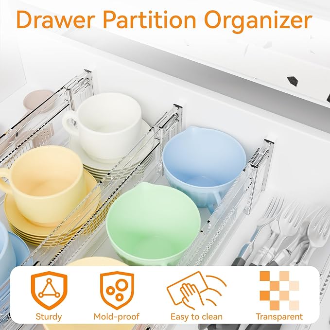 4 Pack 3.2 Inch Shallow Acrylic Drawer Dividers - Image 9