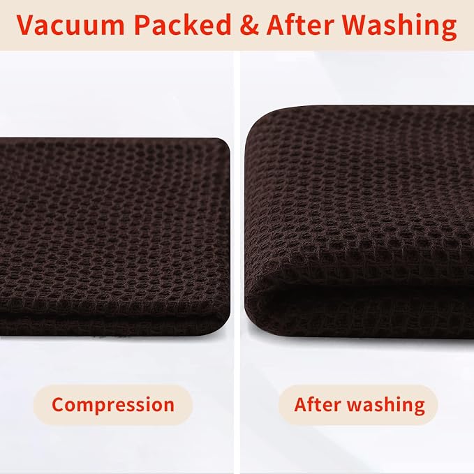 Homaxy 100% Cotton Waffle Weave Kitchen Dish Cloths 8-Pack, Dark Brown | 12 x - Image 8