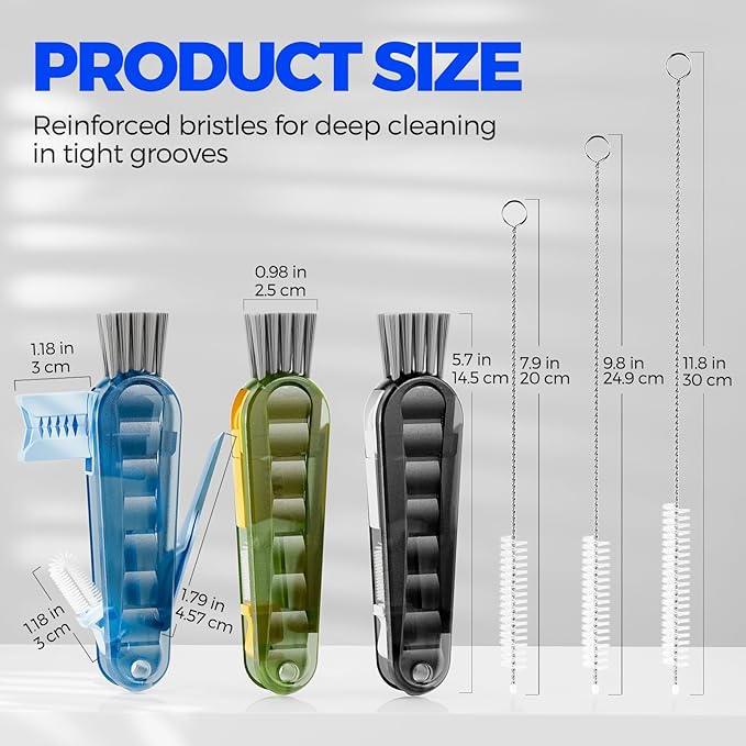 Holikme 6 Pack 4 in 1 Cup Lid Cleaning Brush 3 Straws Bottle Brush, Silicone - Image 6