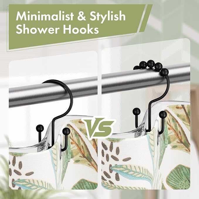 Amazer Shower Curtain Rings, Rust-Resistant Metal Double Shower Hooks - Image 6