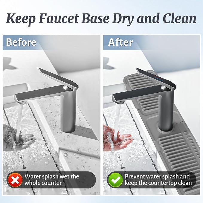 PoYang 24 Inch Faucet Mat for Kitchen Sink Splash Guard, Snap Button Holds It - Image 7