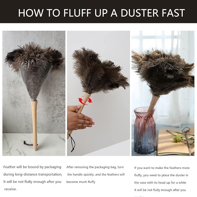 THARAHT 1PCS Ostrich Feather Duster Fluffy Natural - Image 5