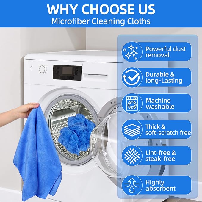 6 Pack Microfiber Cleaning Cloths Extra Large 30" x 20", XL Rags Washable - Image 4