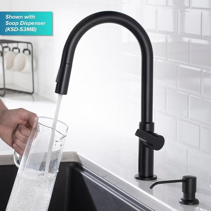 KRAUS Matte Black Single Handle Pull Down Kitchen Faucet KPF-2820MB | - Image 10
