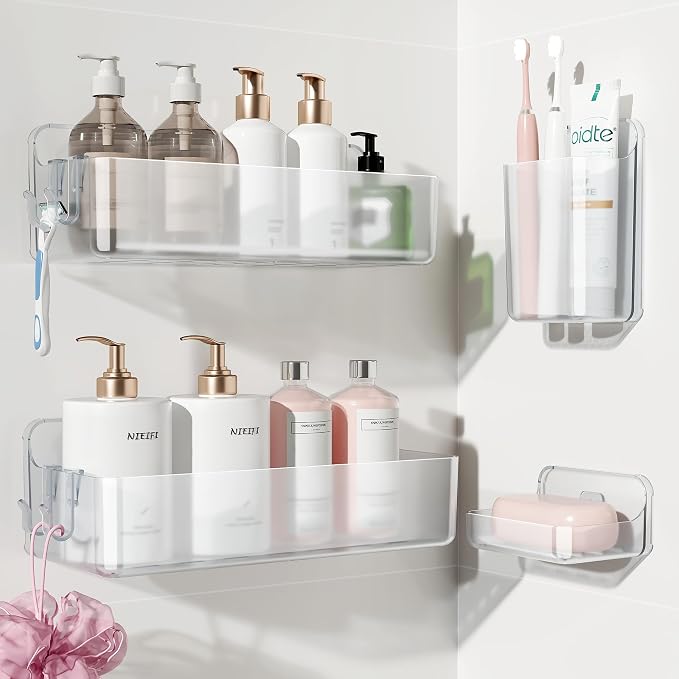 Nieifi Adhesive Shower Shelves, 4 Pieces by Nieifi