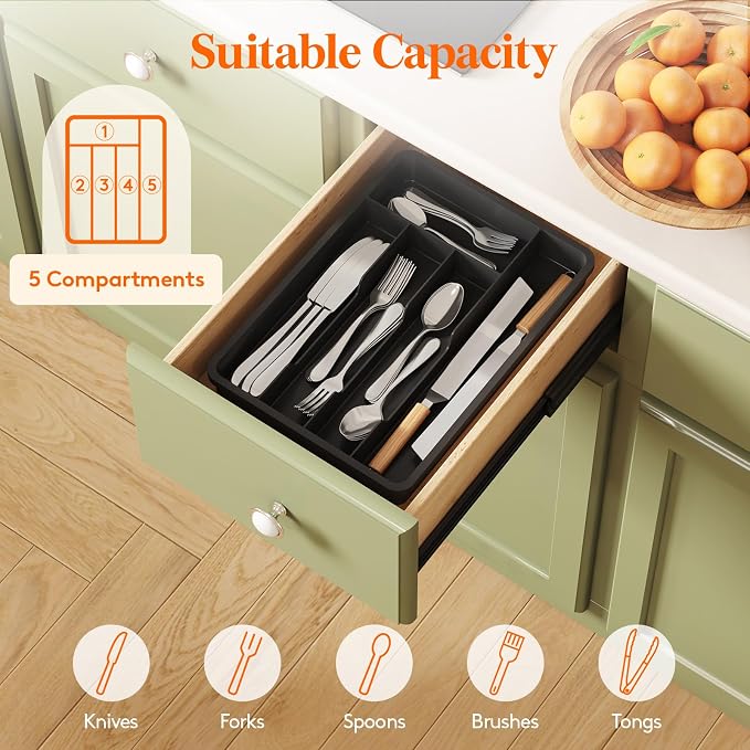 Lifewit Silverware Drawer Organizer Tray, Cutlery Storage - Image 3