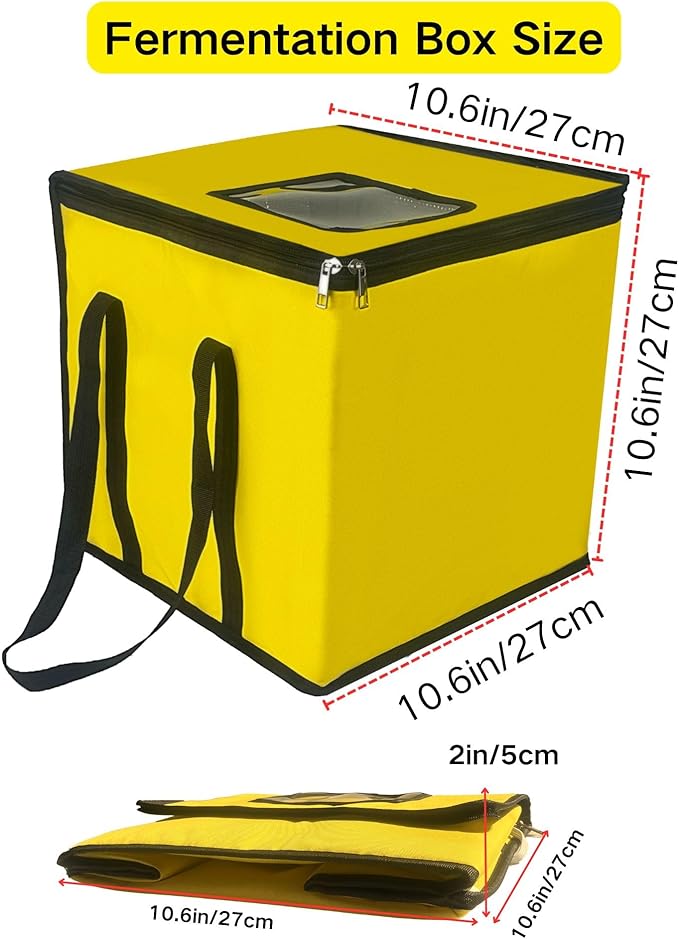 Dough Proofing Box Heater 100w,Sourdough Starter Warmer with NTC Sensor,20L Proofer Foldable Precise Control Temp & Time for Fermentation Sourdough,Yogurt,Natto,Yellow