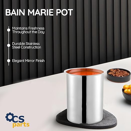 OCS Parts 2 Quart Bain Marie Pot | 6-3/4" x 4-3/8" Stainless Steel Pot for Warm or Cold Food, Sauces, Soups, or Organizing Cooking Utensils