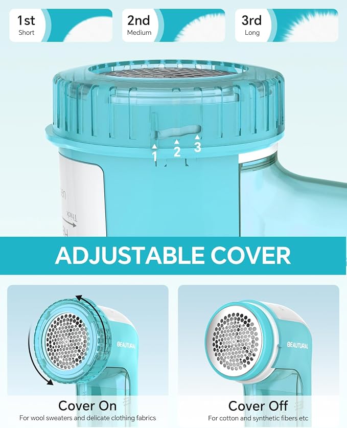 BEAUTURAL Fabric Shaver and Lint Remover, Portable Sweater Defuzzer | Battery - Image 2