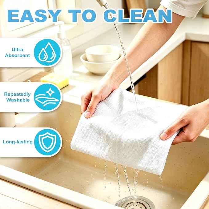 Puomue 55 Pack Microfiber Cleaning Cloth Roll, Tear Away Reusable Towels - Image 6