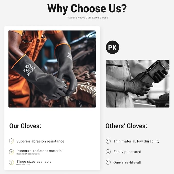 ThxToms Chemical Resistant Gloves, Puncture Resistant, Latex | Heavy Duty - Image 4