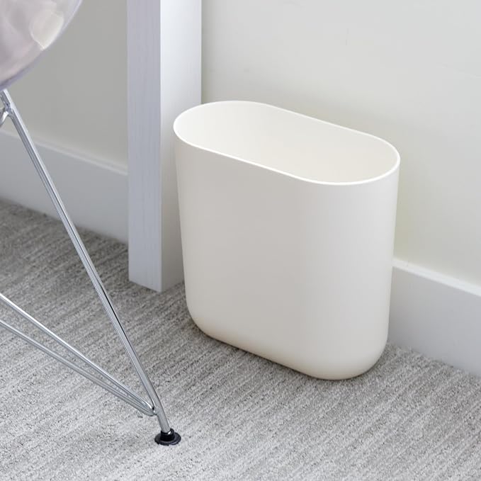 iDesign Small Slim Plastic Bathroom Trash Can, Coconut White | Bedroom - Image 7