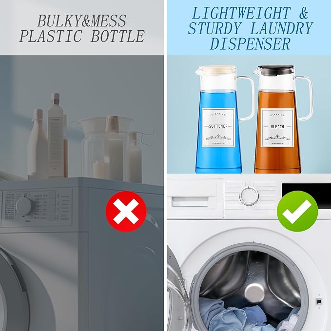 2PCS 50oz Laundry Detergent Dispenser. Glass Liquid Laundry Detergent Dispenser - Image 5