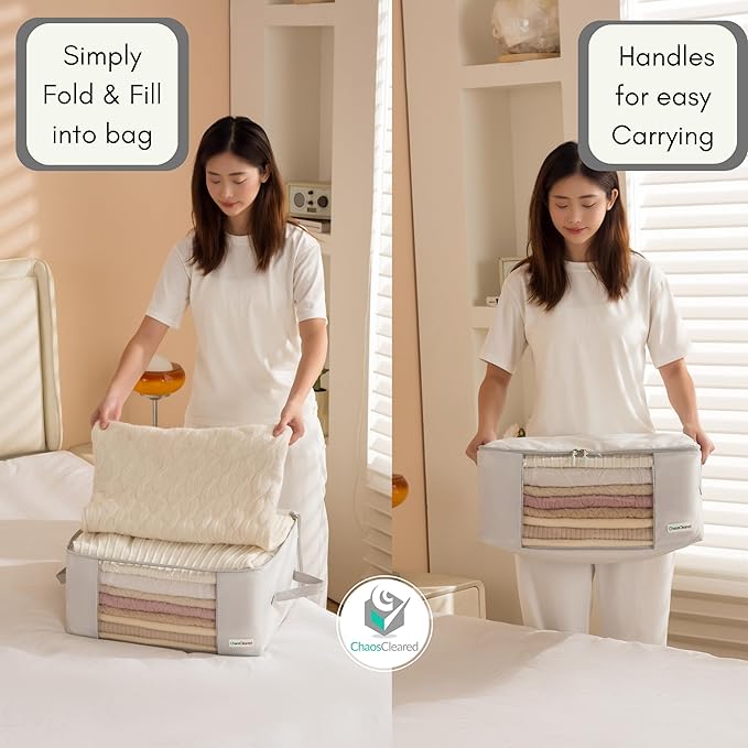 2 Pack Clothing Storage Bags Clothes Organizer folding fabric bags - Image 3